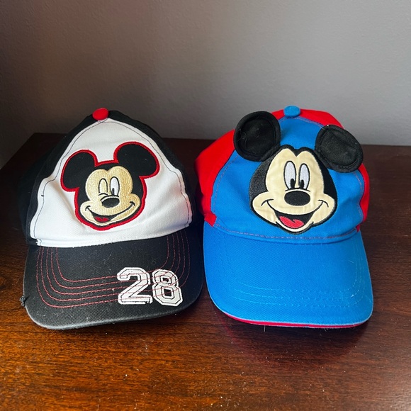 Disney Other - Disney Mickey Mouse Caps in Black and Blue for Kids Bundle GUC